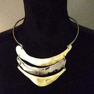 Hammered Gold-tone & Silver-tone Choker Necklace